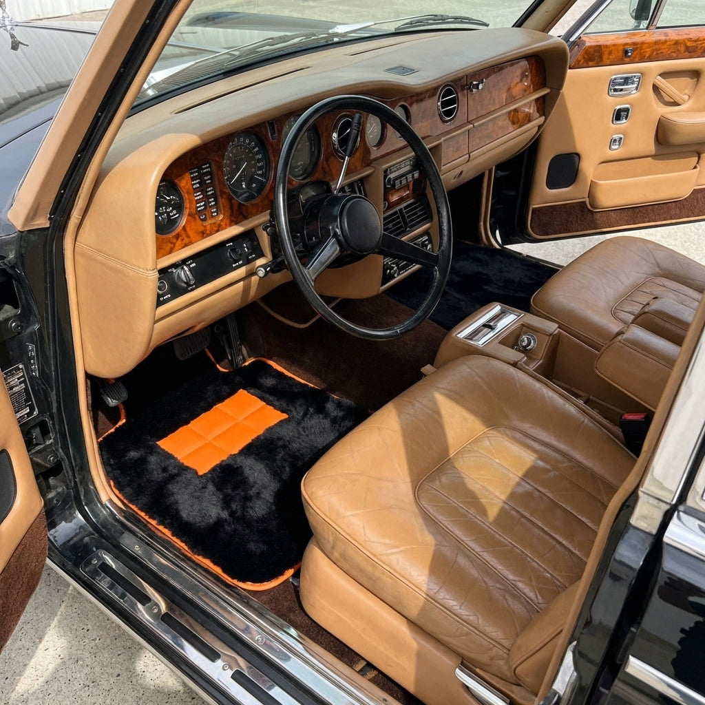 Interior look of floor mats for Rolls-Royce Wraith (2013–2023) Orange Leather Trim