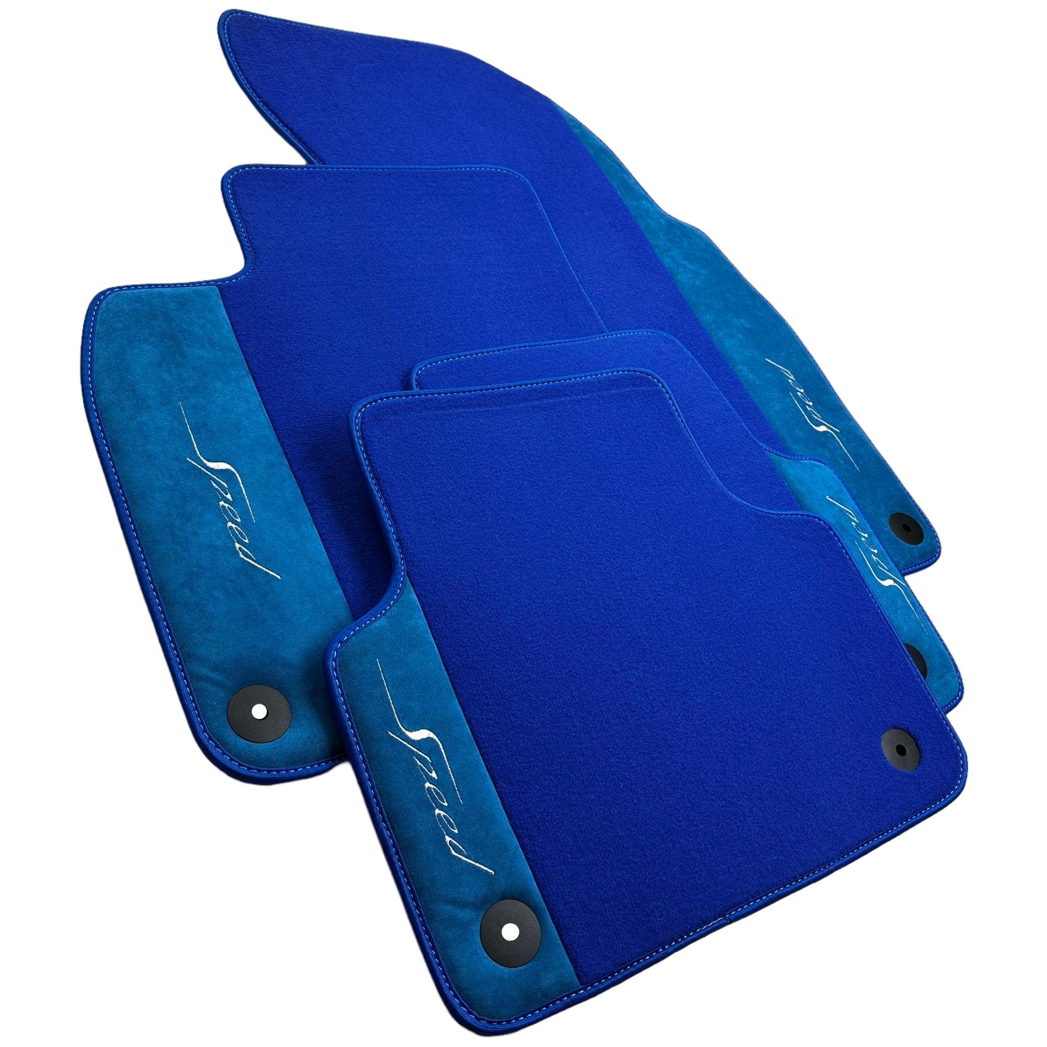 Blue Floor Mats For Bentley Bentayga (2015-2023) with Alcantara Leather - AutoWin