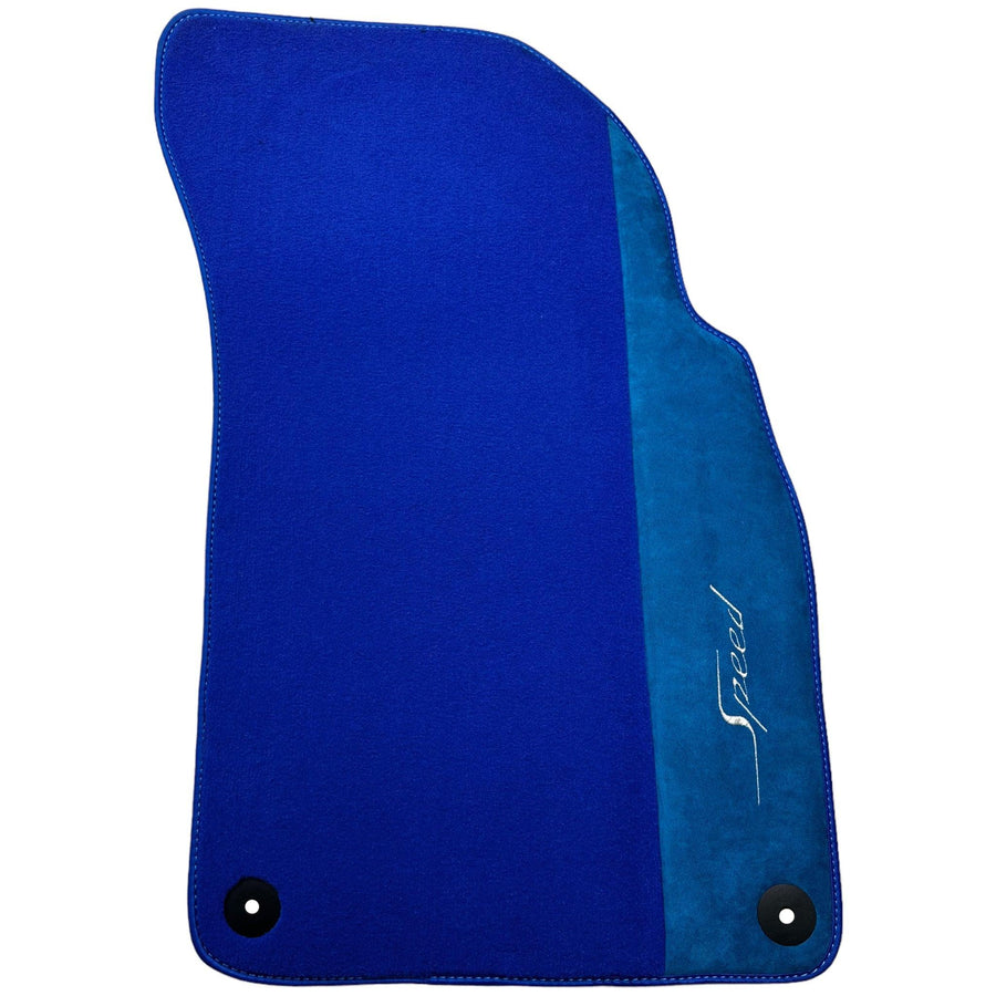 Blue Floor Mats For Bentley Bentayga (2015-2023) with Alcantara Leather - AutoWin