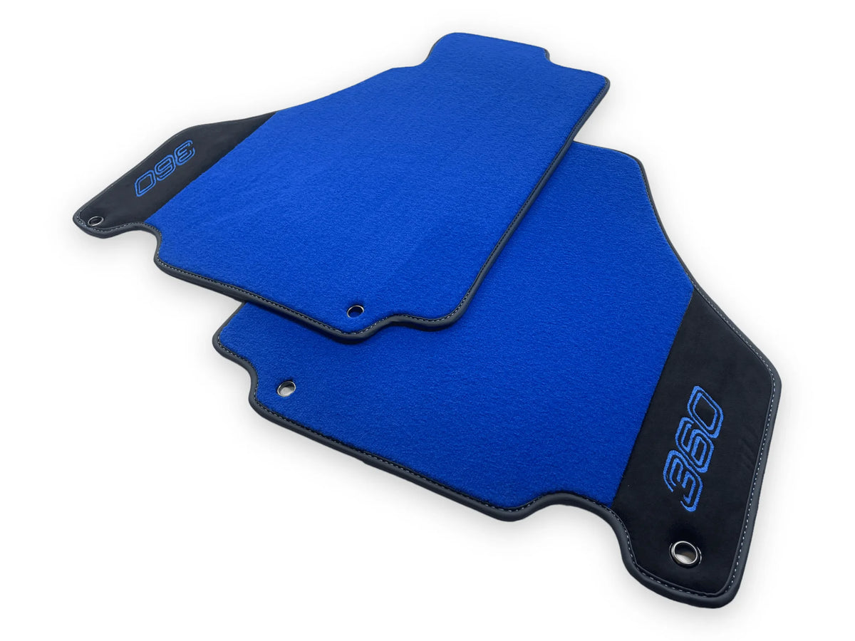Blue Floor Mats For Ferrari 360 Modena 1999-2005 With Alcantara Leather - AutoWin