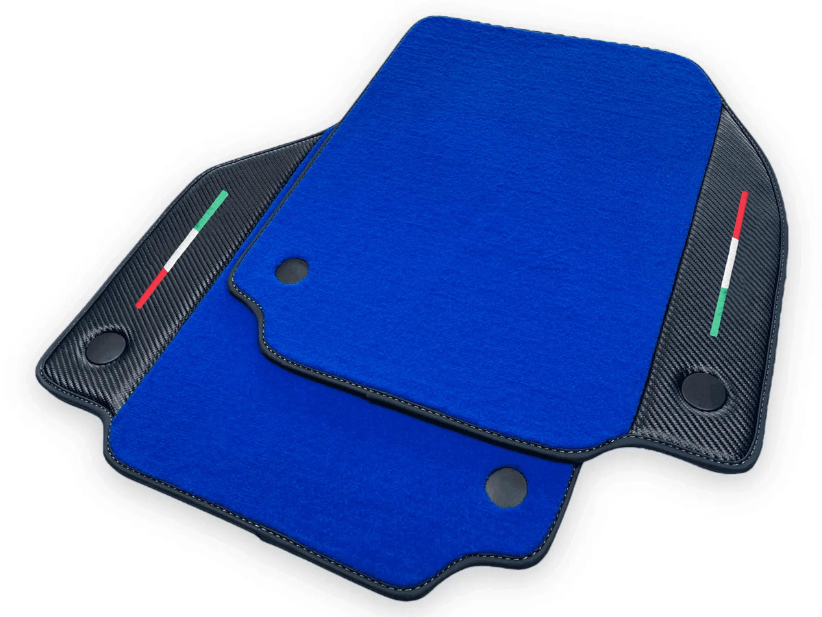 Blue Floor Mats For Ferrari 458 GT2 2012-2015 Carbon Fiber Leather | Italian Edition