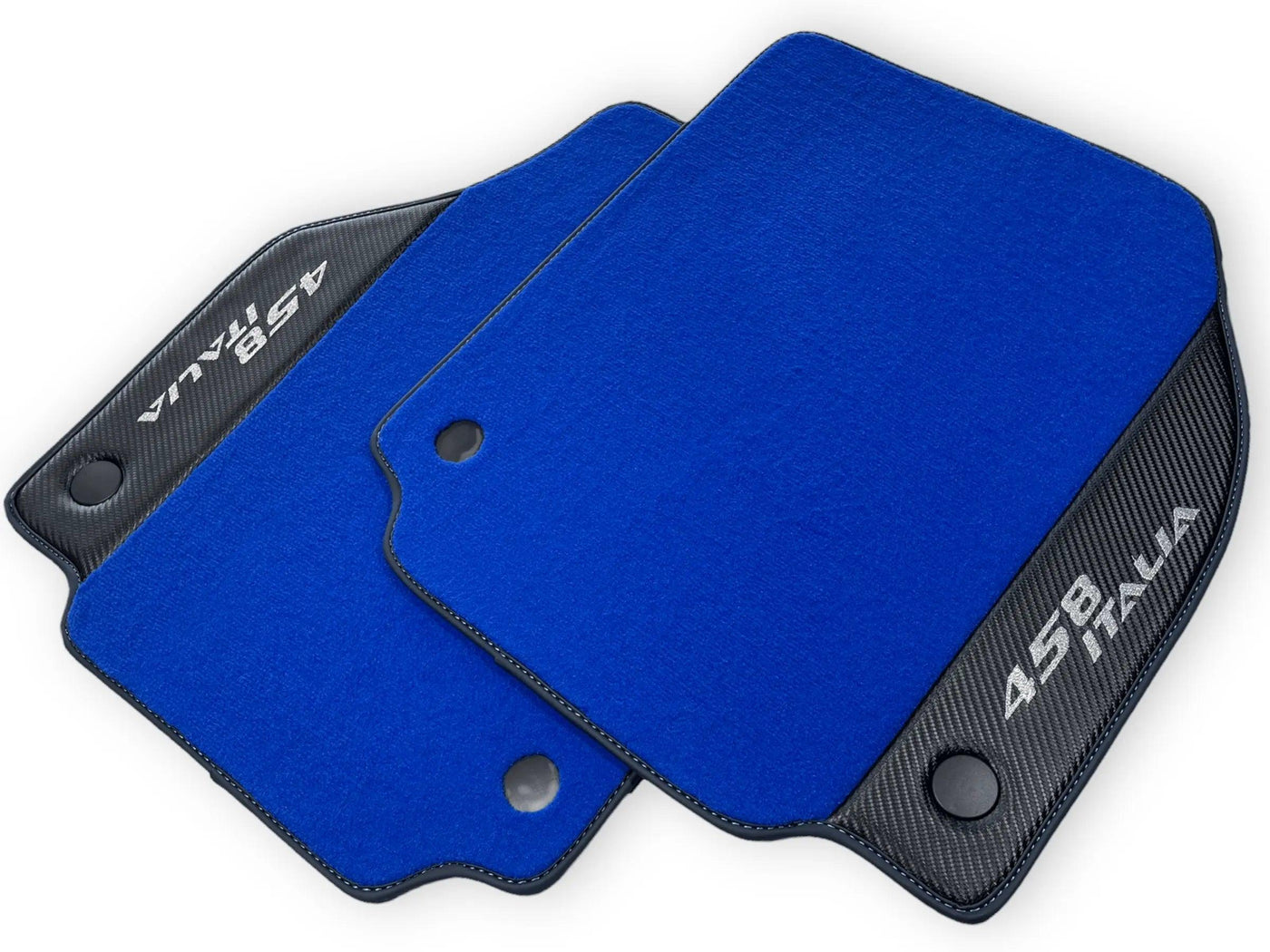 Blue Floor Mats For Ferrari 458 Italia 2009-2015 Carbon Fiber Leather - AutoWin