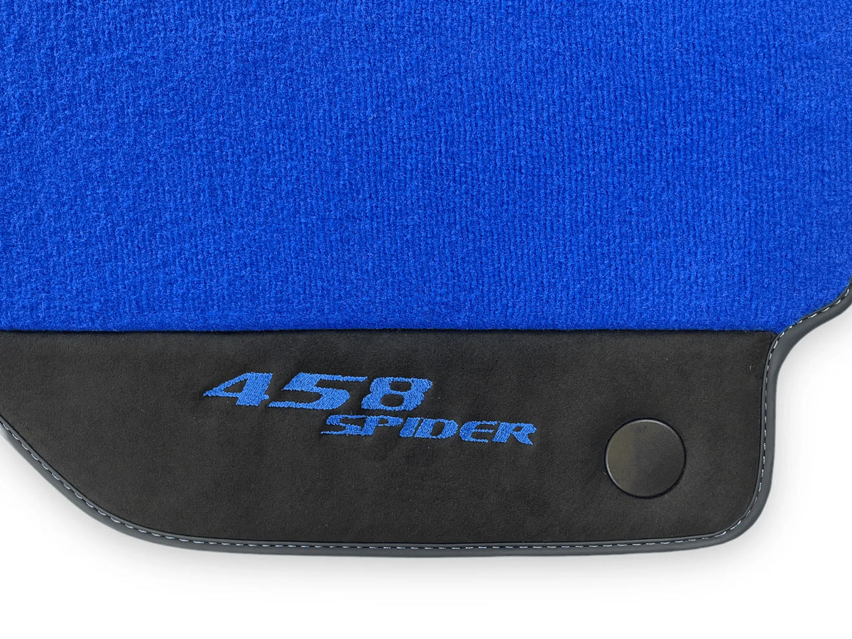Blue Floor Mats For Ferrari 458 Spider 2012-2015 Alcantara Leather - AutoWin