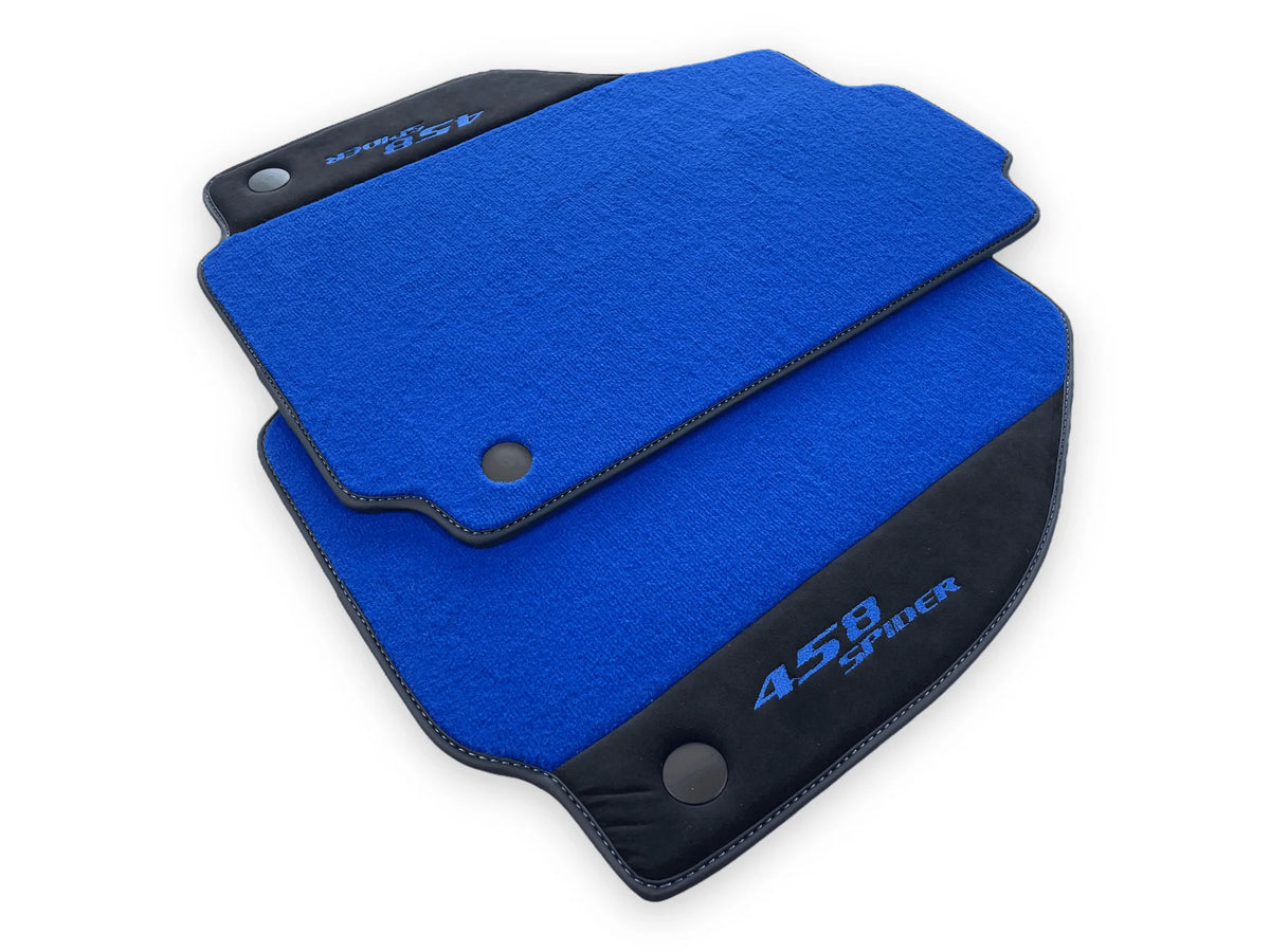 Blue Floor Mats For Ferrari 458 Spider 2012-2015 Alcantara Leather - AutoWin