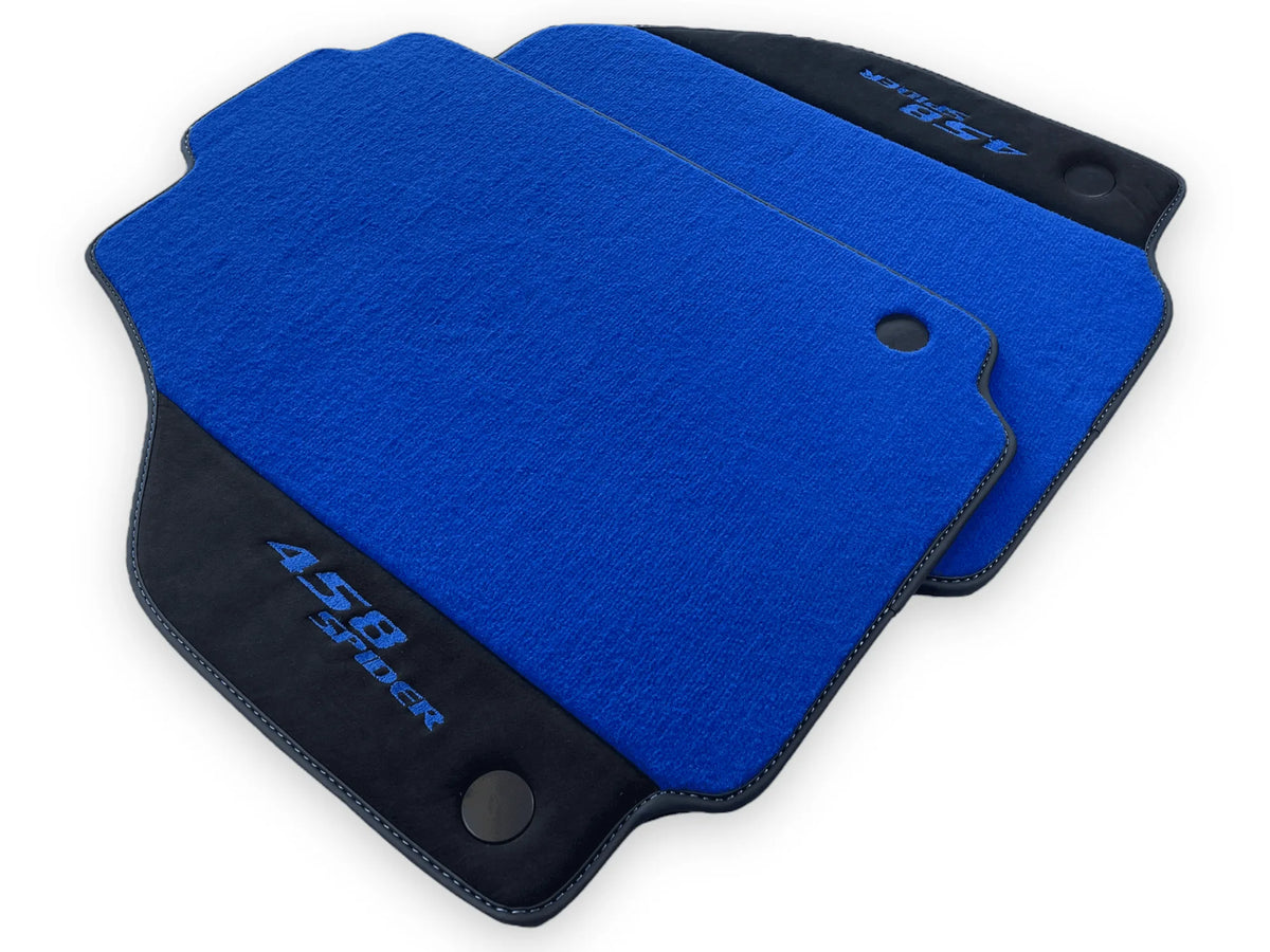 Blue Floor Mats For Ferrari 458 Spider 2012-2015 Alcantara Leather - AutoWin