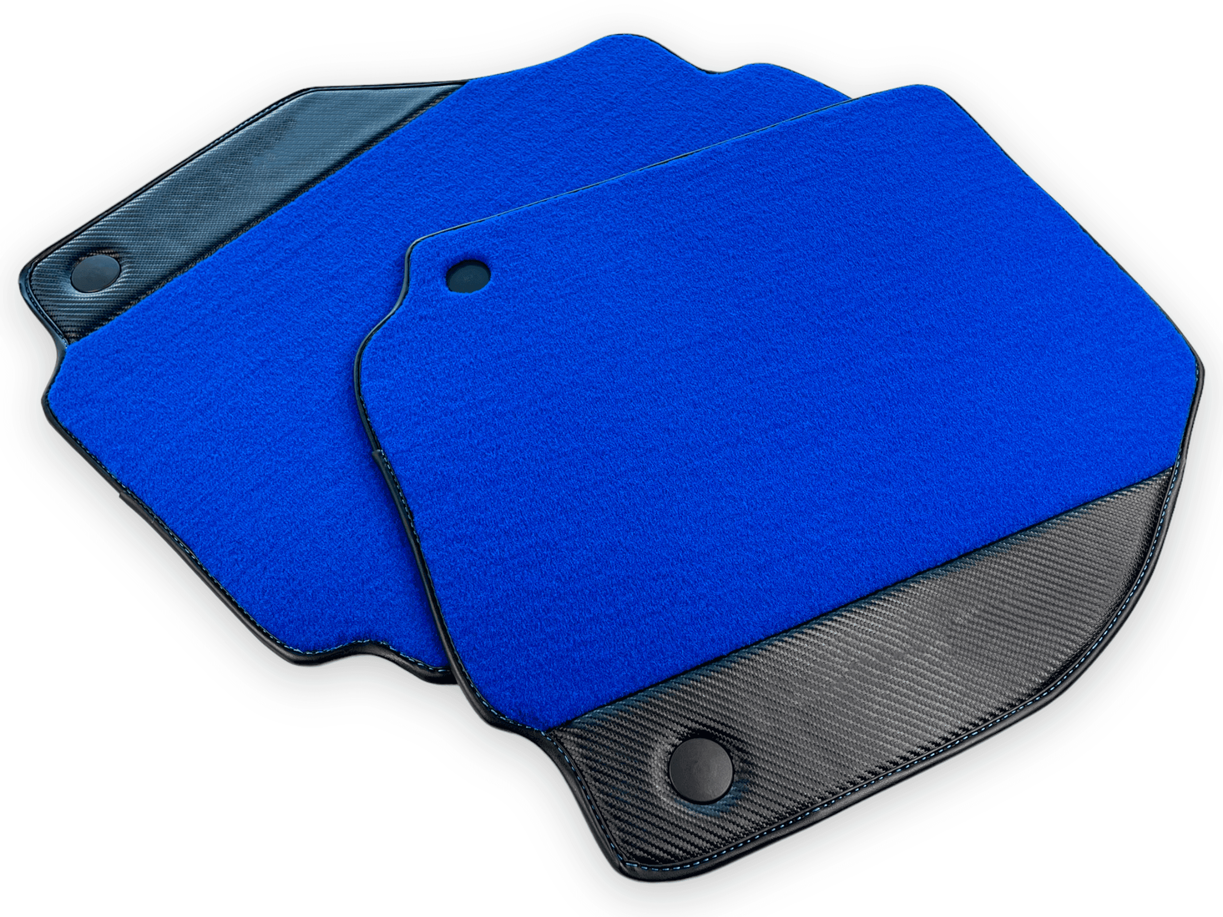 Blue Floor Mats For Ferrari 488 Pista Spider 2019-2021 With Carbon Fiber Leather - AutoWin