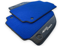 Blue Floor Mats For Ferrari 488 Spider 2015-2022 Carbon Leather - AutoWin