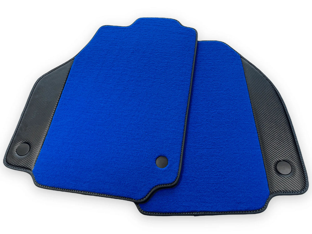 Blue Floor Mats For Ferrari 488 Spider 2015-2022 Carbon Leather - AutoWin