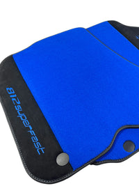 Blue Floor Mats For Ferrari 812 Superfast With Alcantara Leather - AutoWin