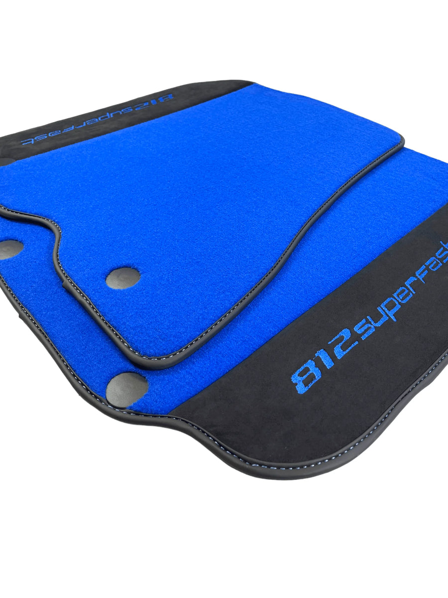 Blue Floor Mats For Ferrari 812 Superfast With Alcantara Leather - AutoWin