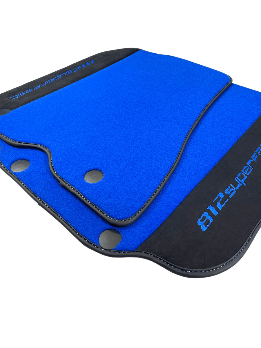 Blue Floor Mats For Ferrari 812 Superfast With Alcantara Leather - AutoWin