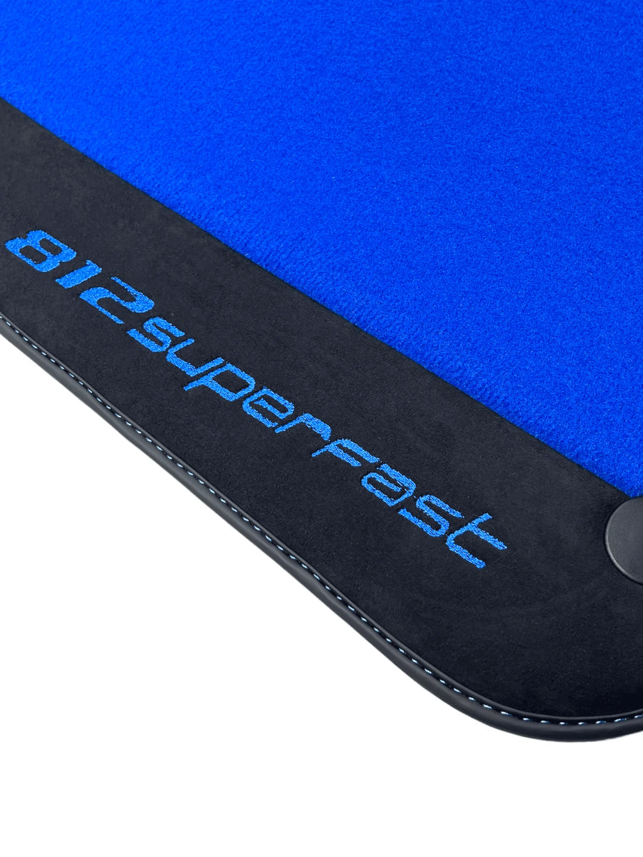 Blue Floor Mats For Ferrari 812 Superfast With Alcantara Leather - AutoWin
