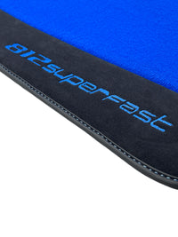 Blue Floor Mats For Ferrari 812 Superfast With Alcantara Leather - AutoWin