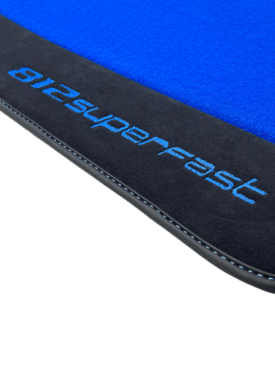 Blue Floor Mats For Ferrari 812 Superfast With Alcantara Leather - AutoWin