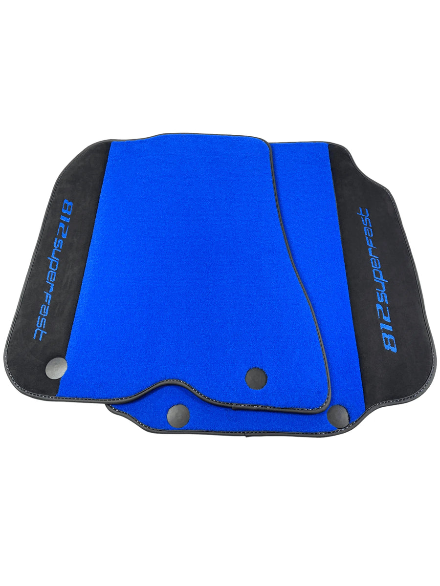 Blue Floor Mats For Ferrari 812 Superfast With Alcantara Leather - AutoWin