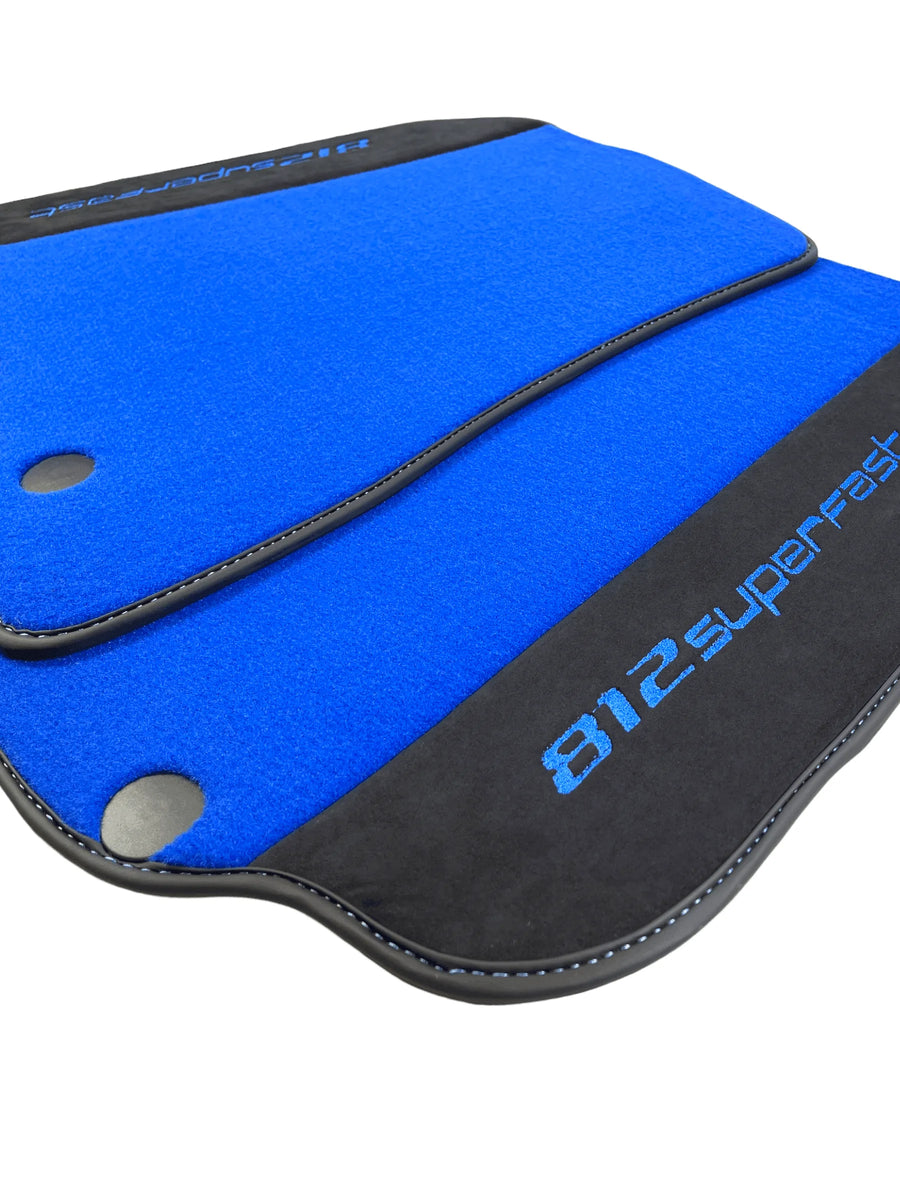 Blue Floor Mats For Ferrari 812 Superfast With Alcantara Leather - AutoWin