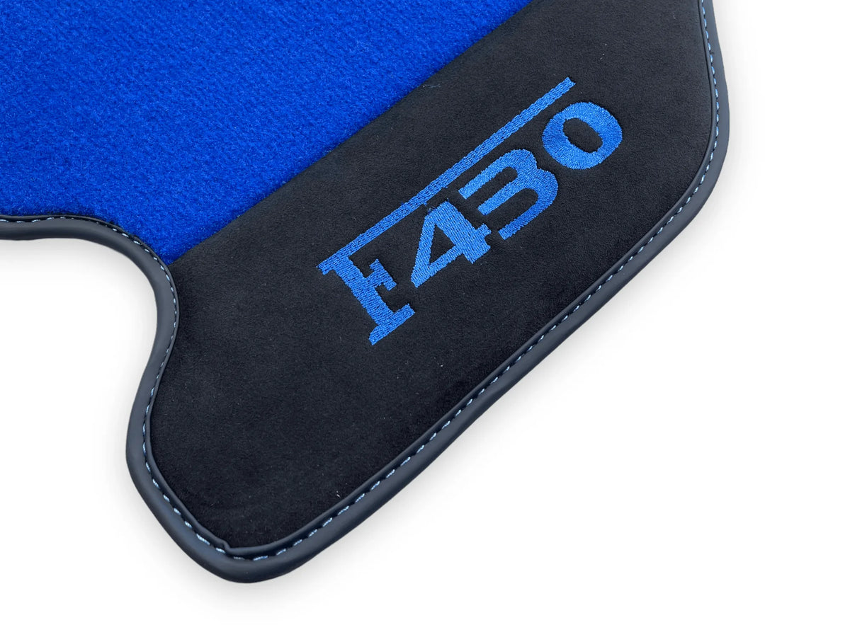 Blue Floor Mats For Ferrari F430 2004-2009 With Alcantara Leather - AutoWin