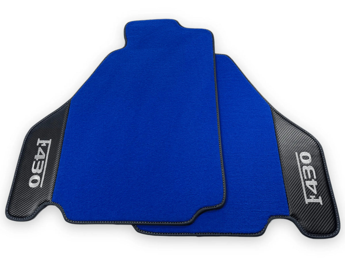 Blue Floor Mats For Ferrari F430 2004-2009 With Carbon Fiber Leather - AutoWin