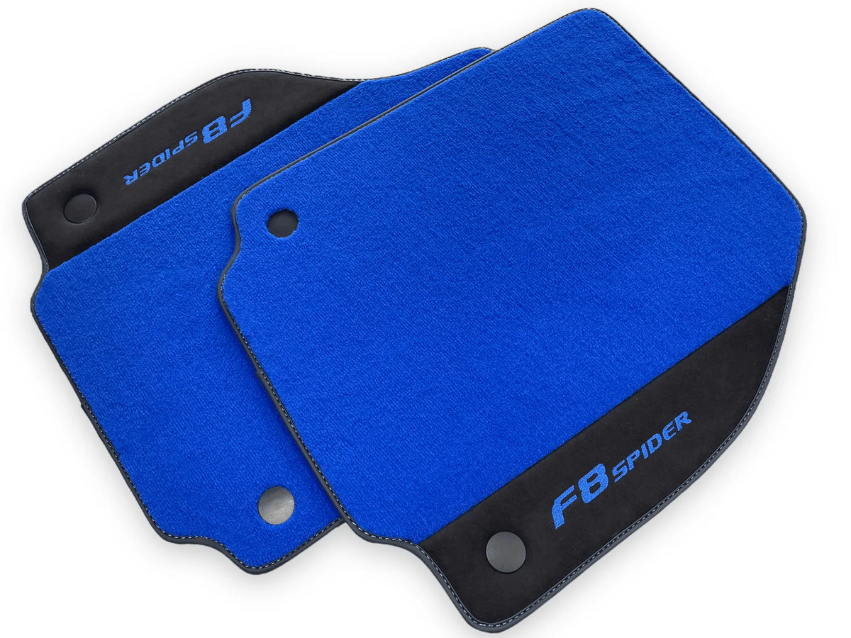 Blue Floor Mats For Ferrari F8 Spider 2019-2022 With Alcantara - AutoWin