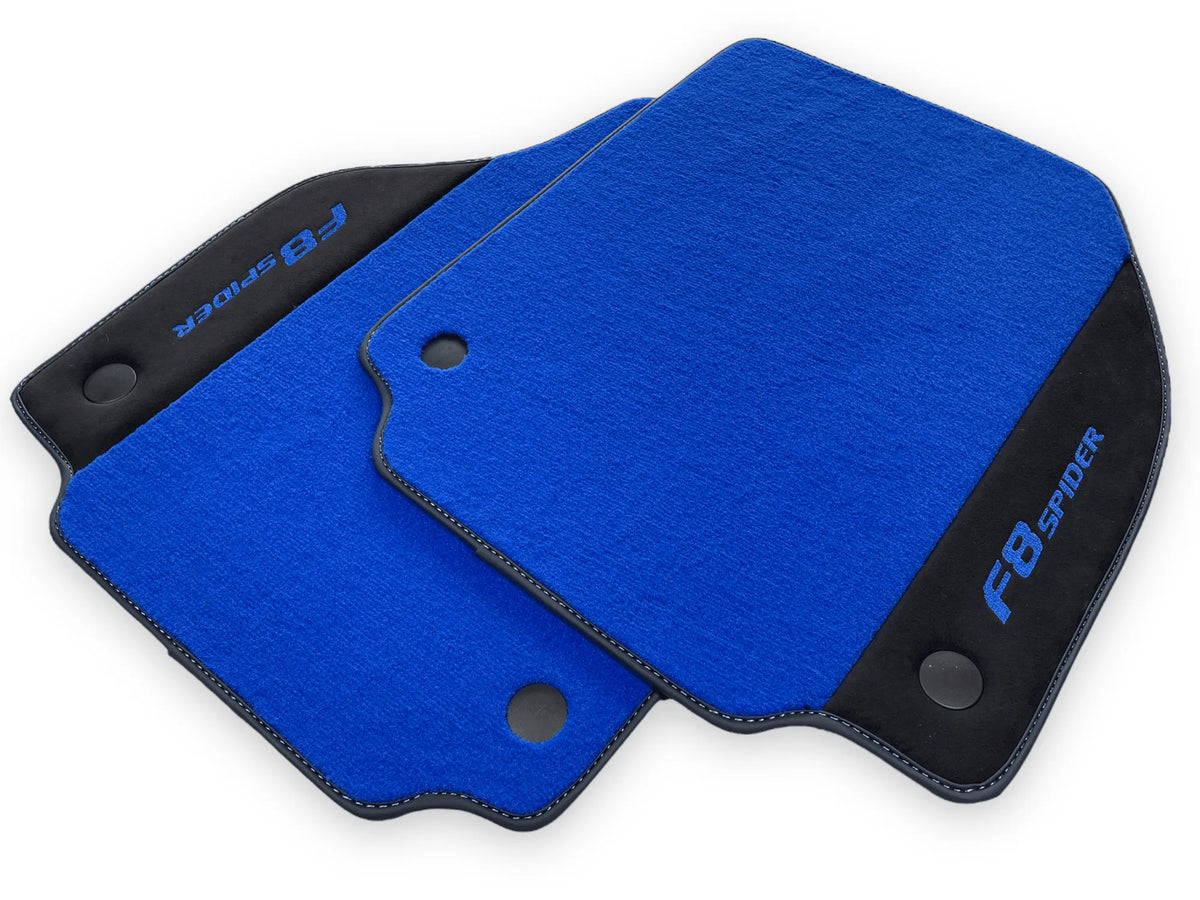 Blue Floor Mats For Ferrari F8 Spider 2019-2022 With Alcantara - AutoWin