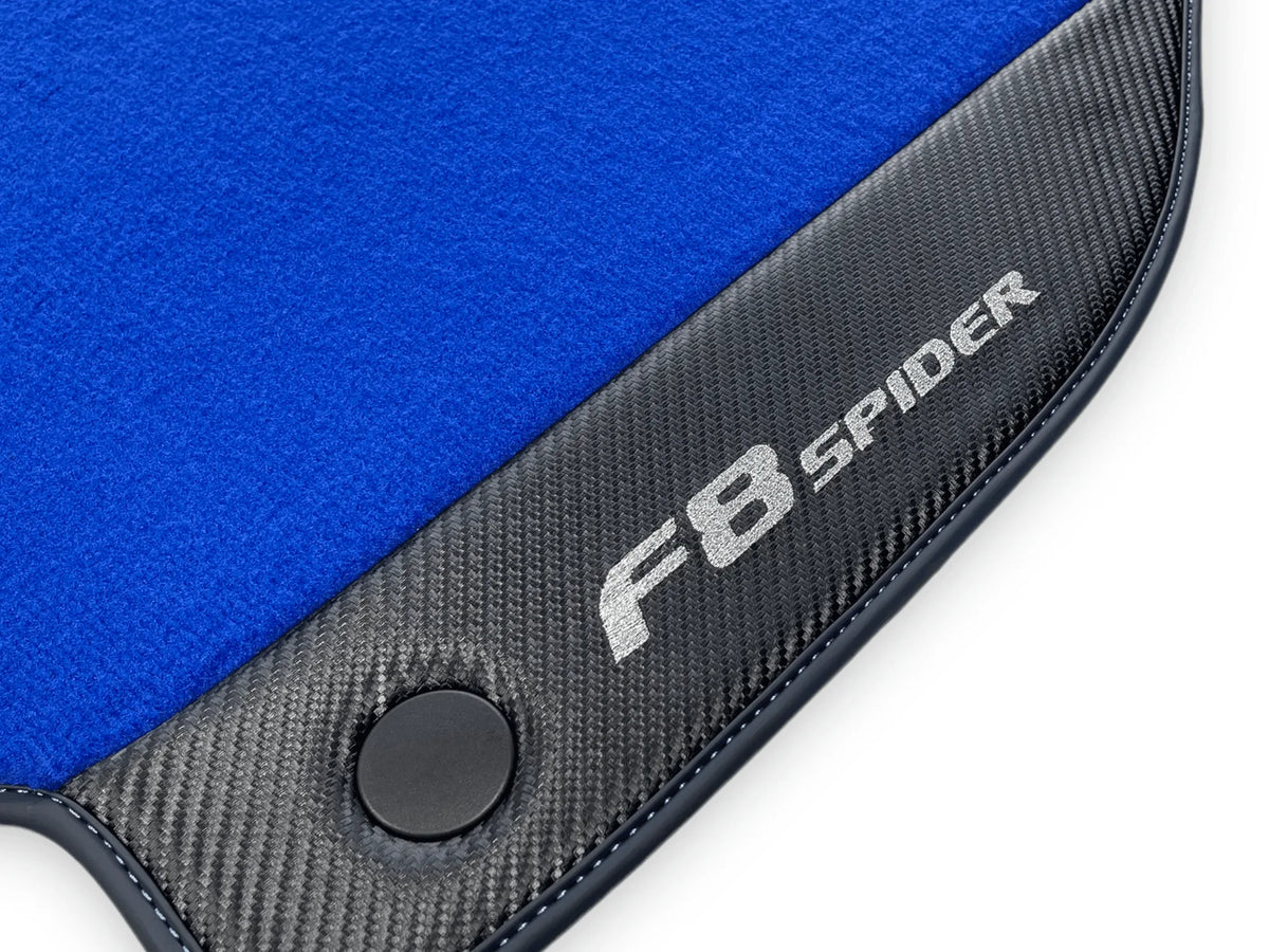 Blue Floor Mats For Ferrari F8 Spider 2019-2022 With Carbon Fiber Leather - AutoWin