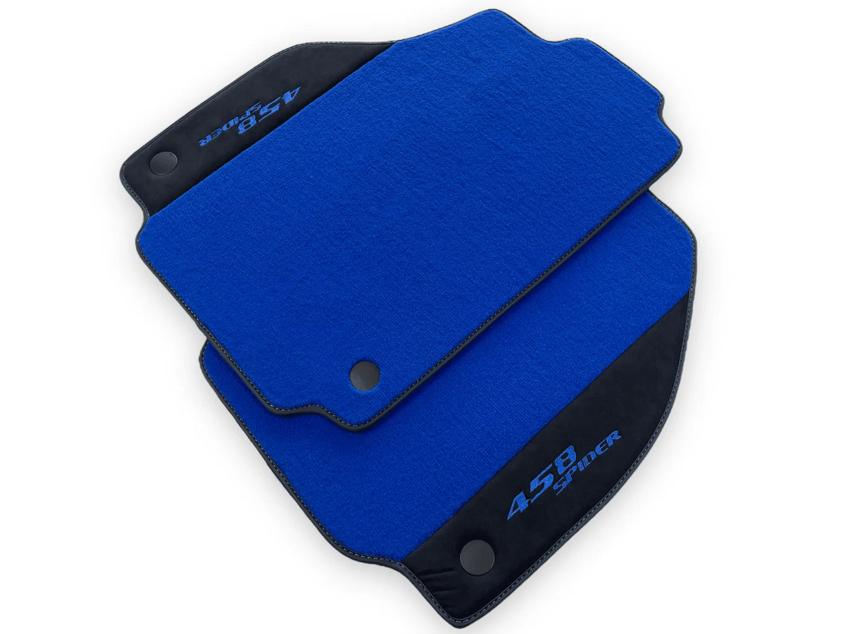 Blue Floor Mats For Ferrari F8 Tributo 2019-2022 With Alcantara Leather - AutoWin