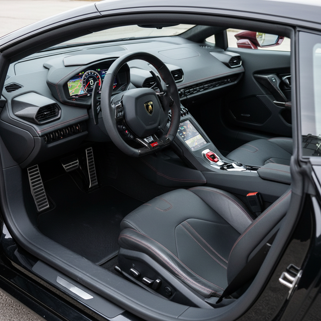 Carbon Fiber Black Floor Mats for Lamborghini Huracan STO