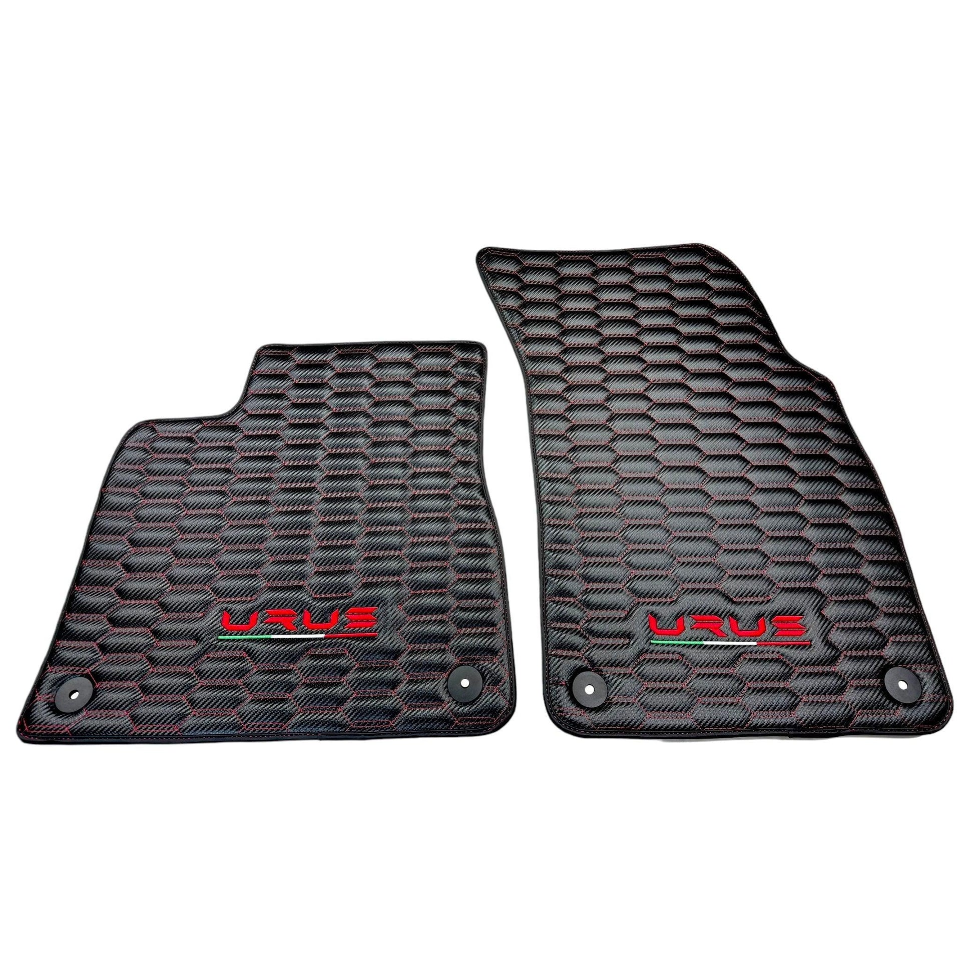 Carbon Fiber Floor Mats for Lamborghini Urus with Red Stitching - AutoWin