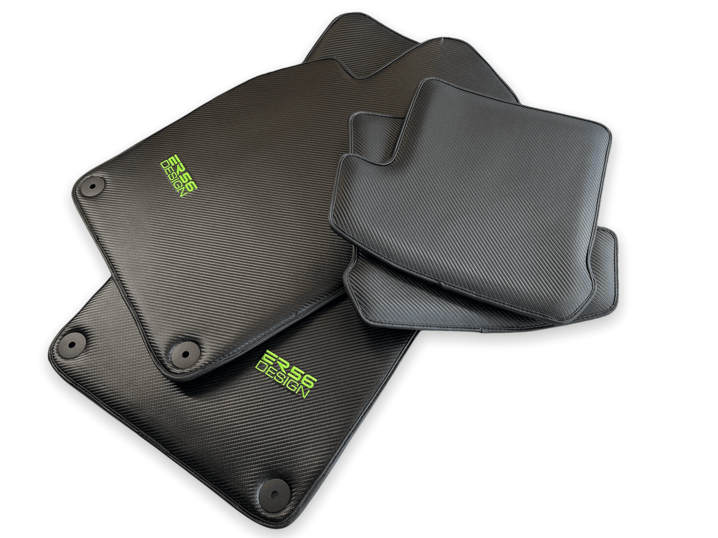 Carbon Fiber Floor Mats for Porsche Cayenne (2010-2018) Green Sewing - AutoWin