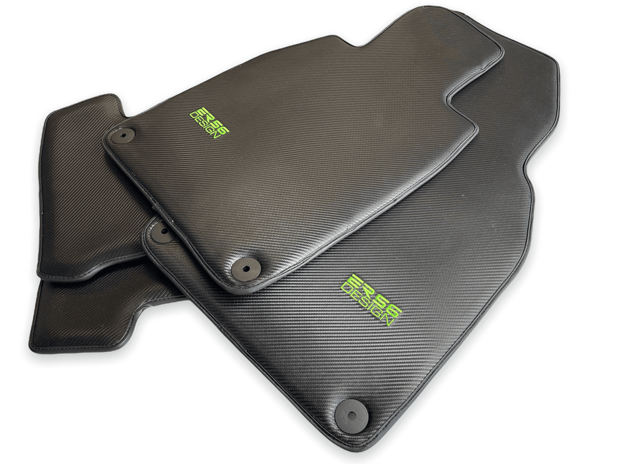 Carbon Fiber Floor Mats for Porsche Cayenne (2018-2023) Green Sewing - AutoWin