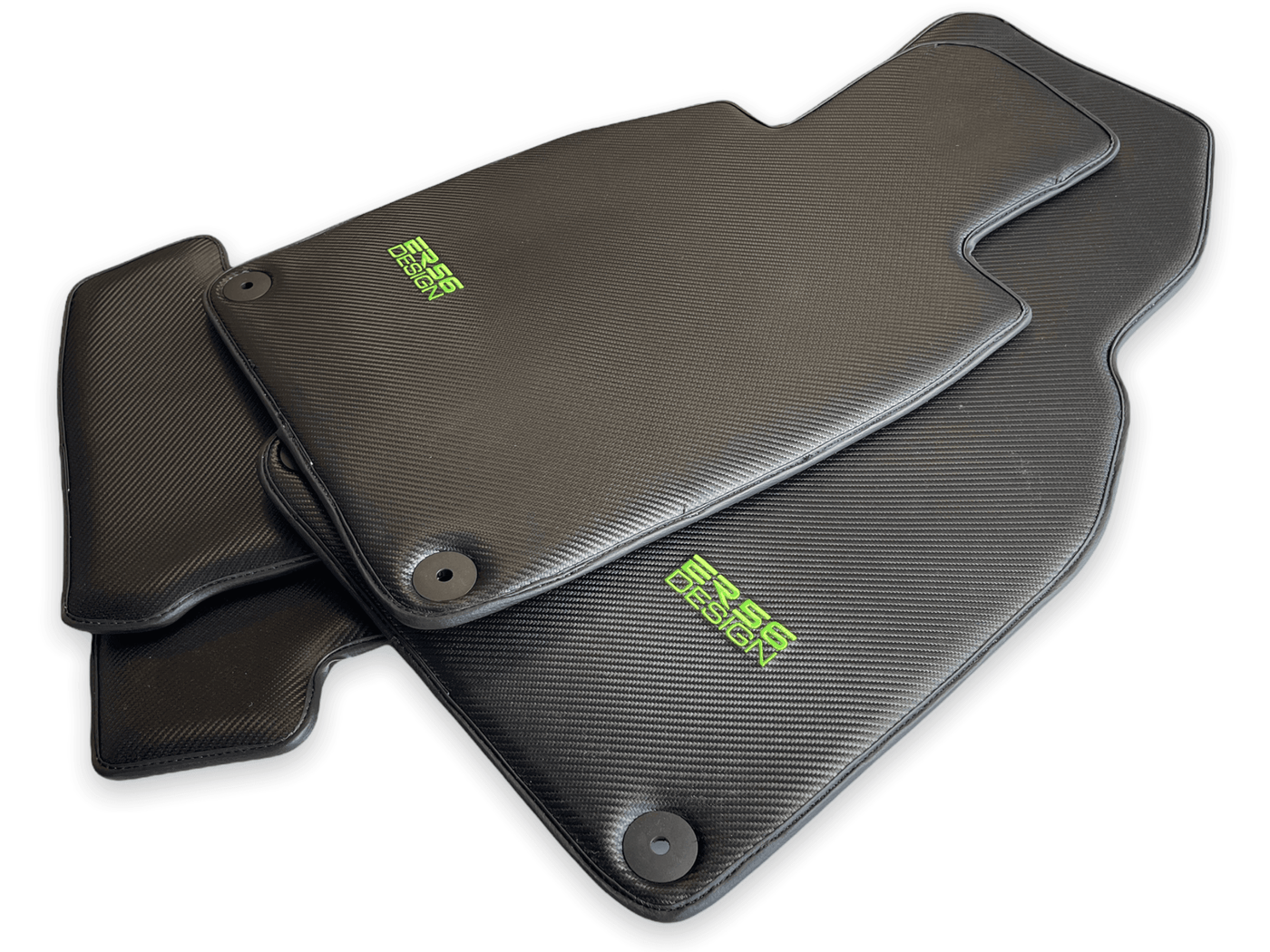 Carbon Fiber Floor Mats for Porsche Cayenne (2018-2023) Green Sewing - AutoWin