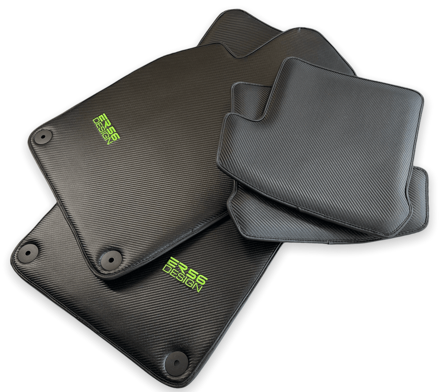 Carbon Fiber Floor Mats for Porsche Panamera (2009-2016) Green Sewing - AutoWin
