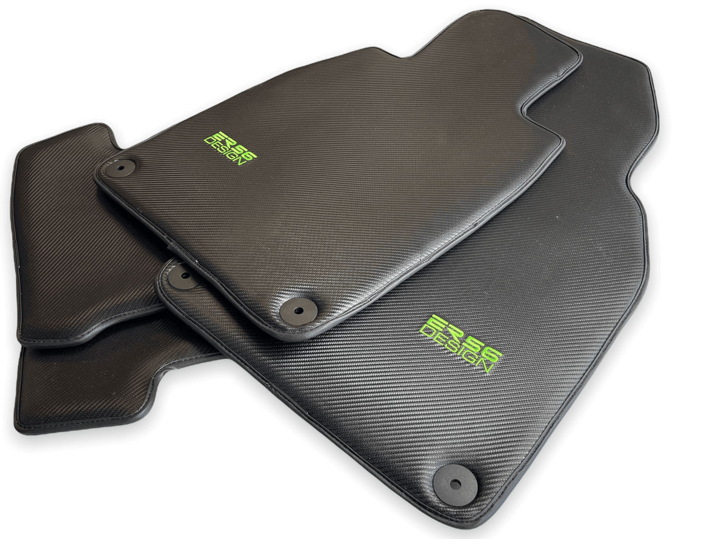 Carbon Fiber Floor Mats for Porsche Panamera (2017-2023) Green Sewing - AutoWin