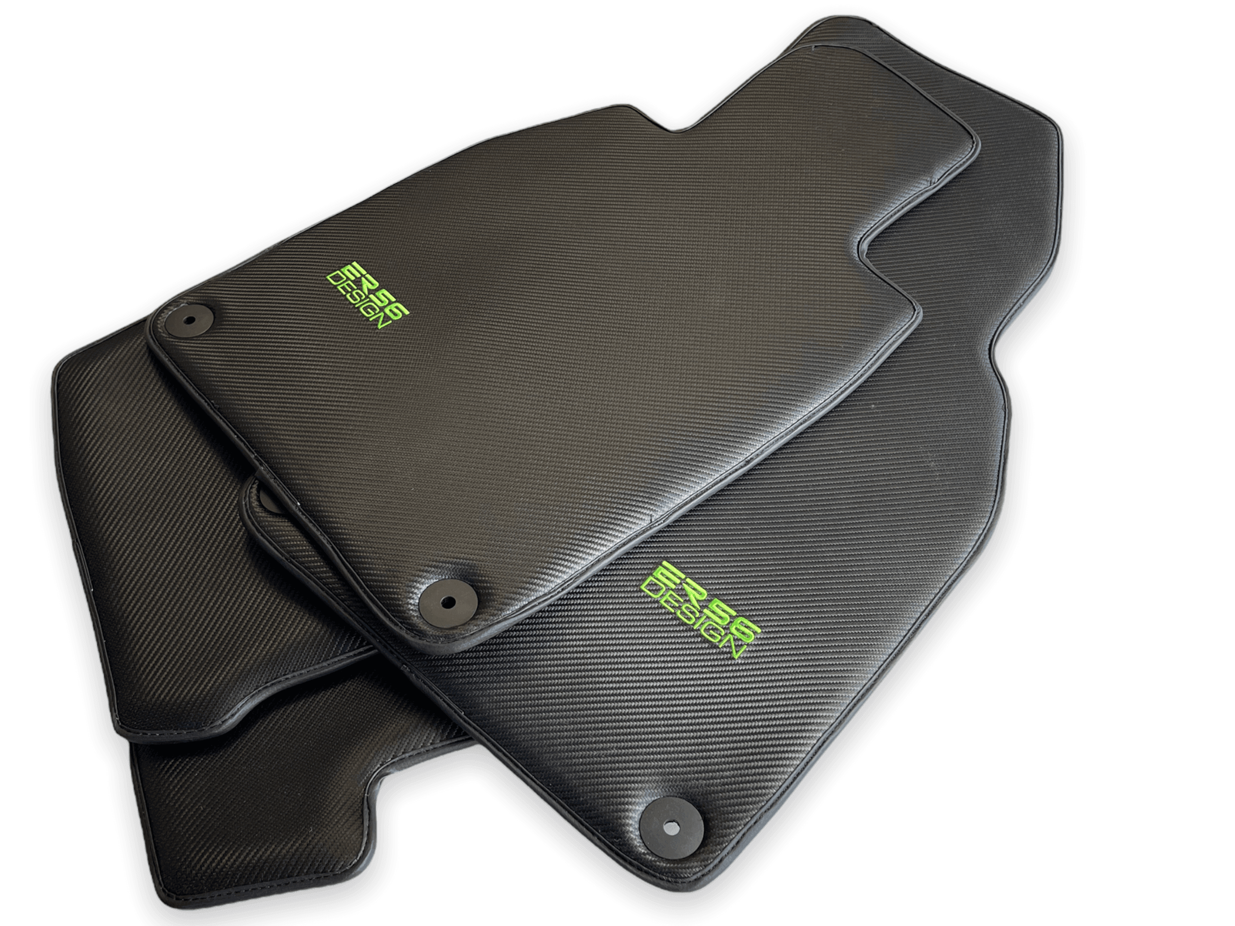 Carbon Fiber Floor Mats for Porsche Panamera (2017-2023) Green Sewing - AutoWin