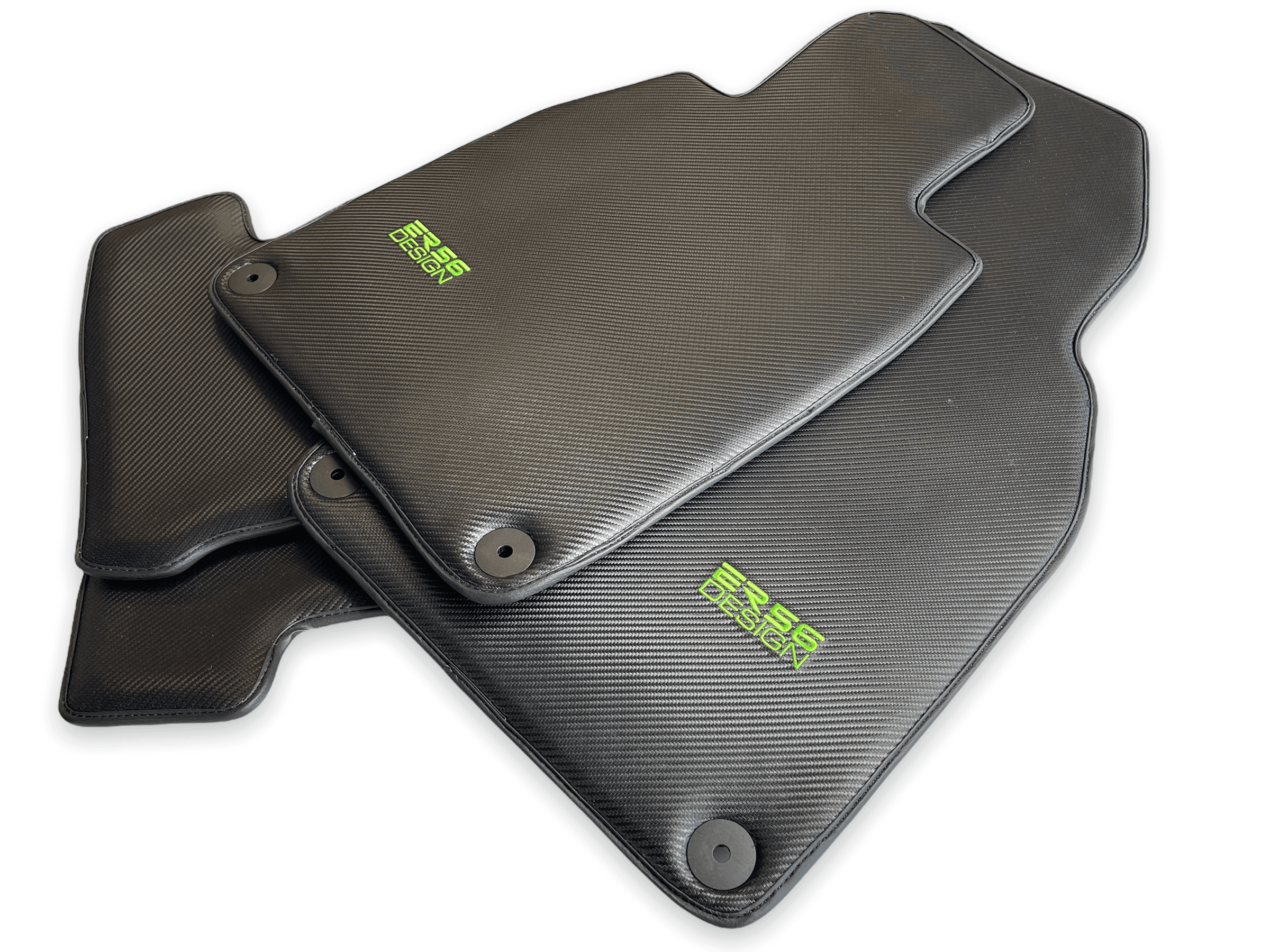 Carbon Fiber Floor Mats for Porsche Panamera (2017-2023) Green Sewing - AutoWin
