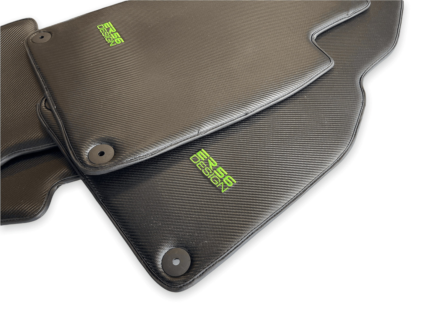 Carbon Fiber Floor Mats for Porsche Taycan (2019-2023) Green Sewing - AutoWin