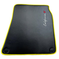 Carbon Fiber Leather Floor Mats For Ferrari California T (2015-2018) with Yellow Trim - AutoWin