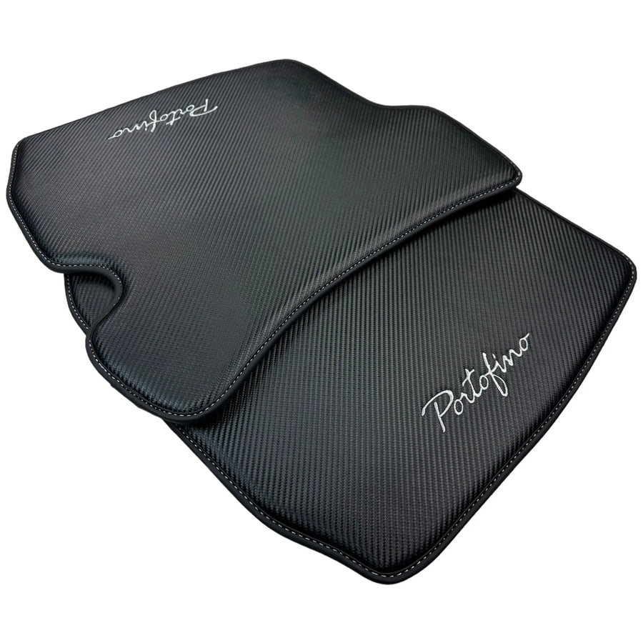 Carbon Fiber Leather Floor Mats For Ferrari Portofino (2018-2023) - AutoWin