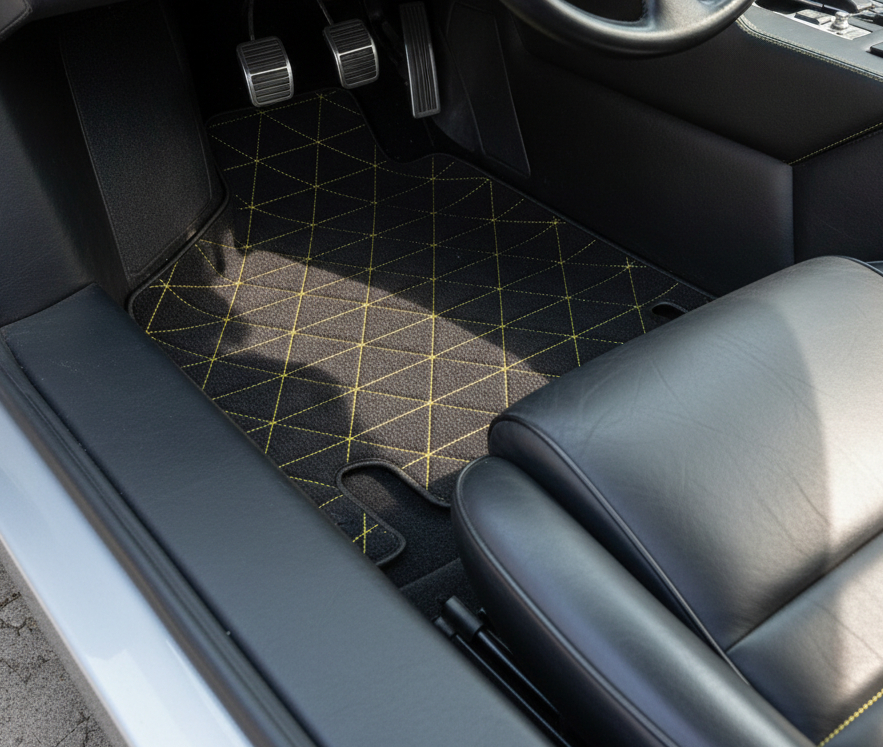 Customizable Leather Floor Mats with Vertical Hex Pattern for Lamborghini Countach (1974–1990) - AutoWin