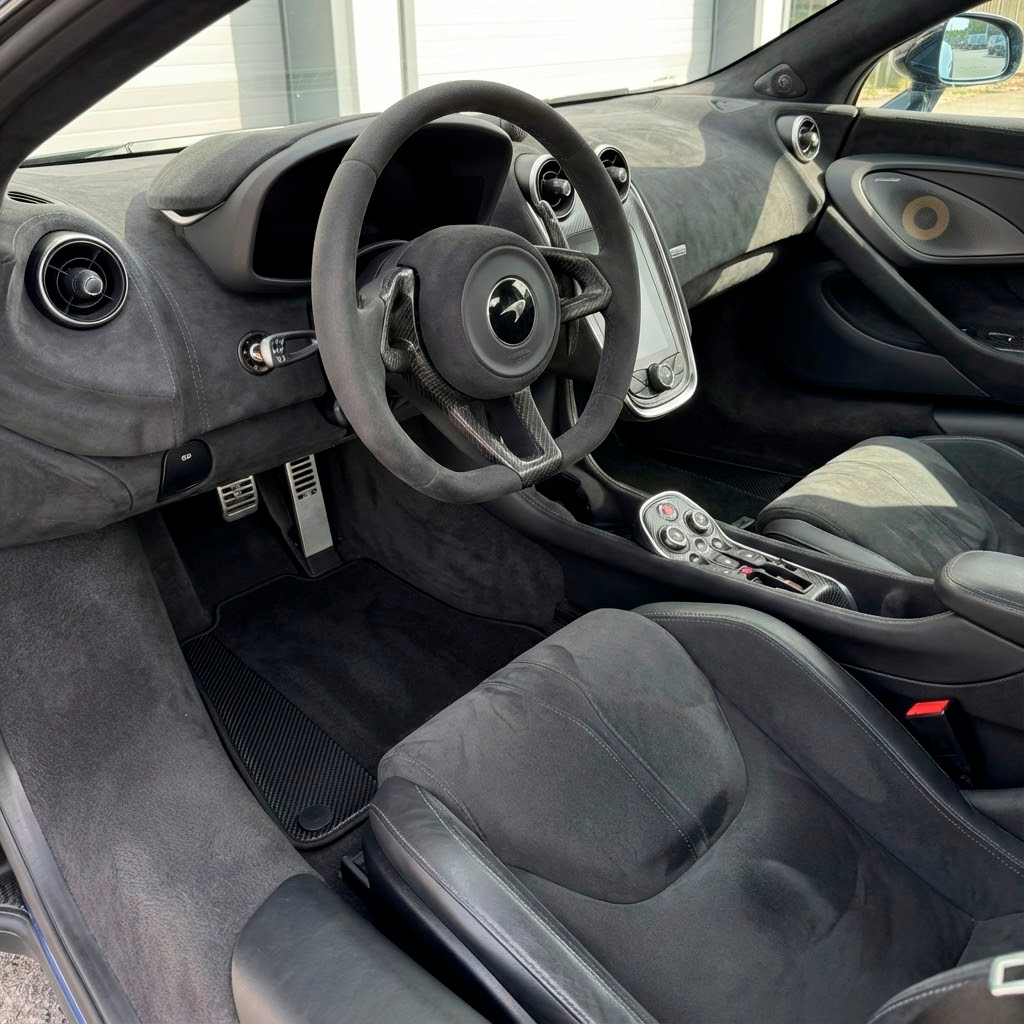 Interior look of floor mats for Black Floor Mats For McLaren 600 LT (2018-2020)