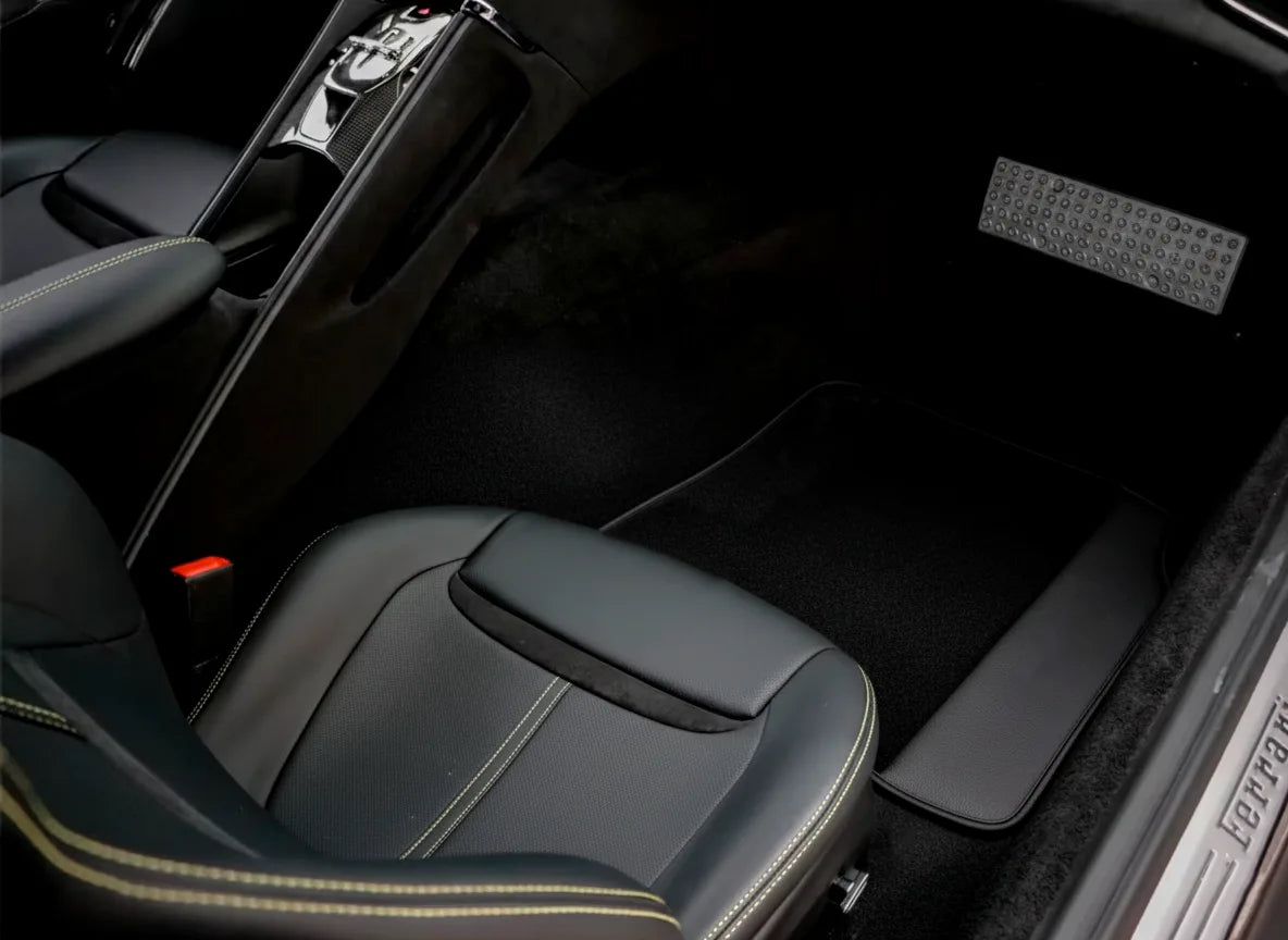 Custom Black Leather Floor Mats for Ferrari GTC4 Lusso (2016-2023)