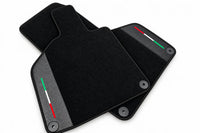 Custom Black Floor Mats for Lamborghini Huracan with Carbon Fiber Leather Black trim