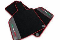 Custom Black Floor Mats for Lamborghini Huracan with Carbon Fiber Leather Red trim