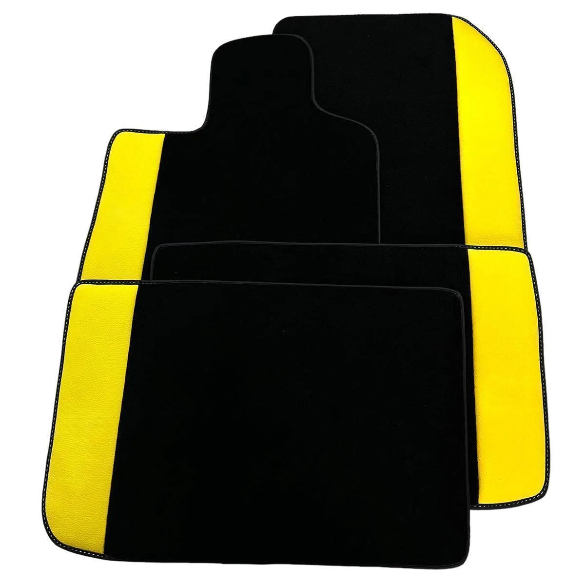 Custom Black Floor Mats for Rolls Royce Ghost Series II (2021-2024) with Yellow Leather