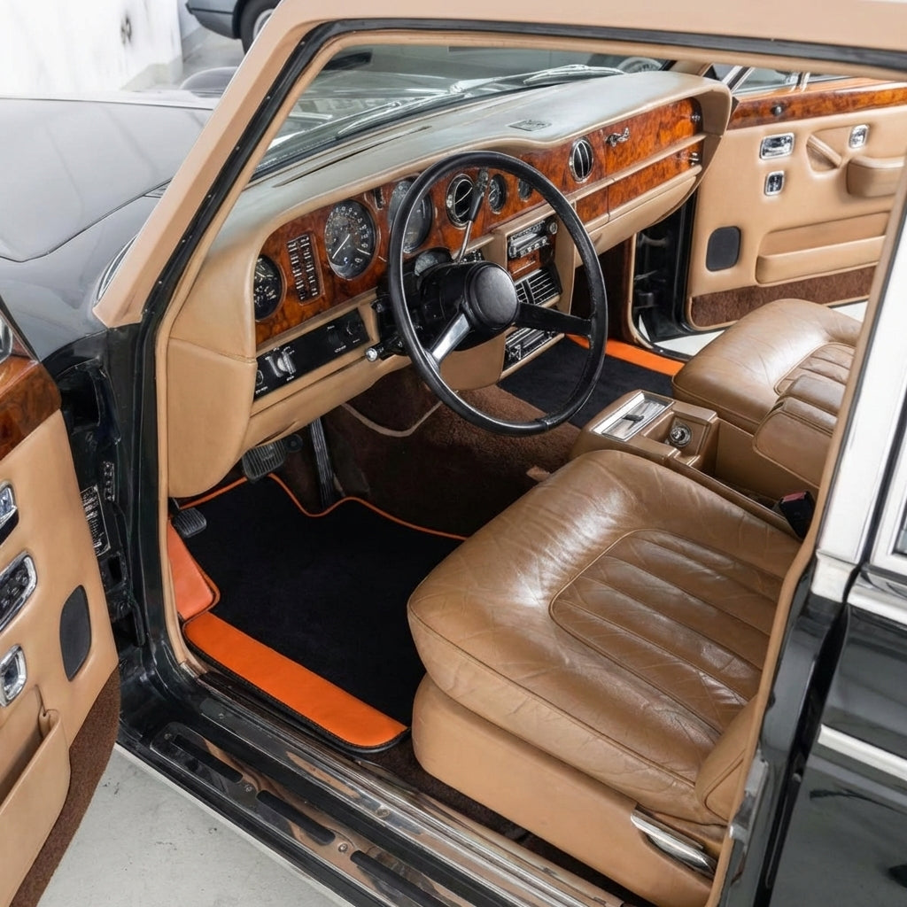 Custom Floor Mats for Rolls Royce Wraith (2013–2023) with Orange Leather