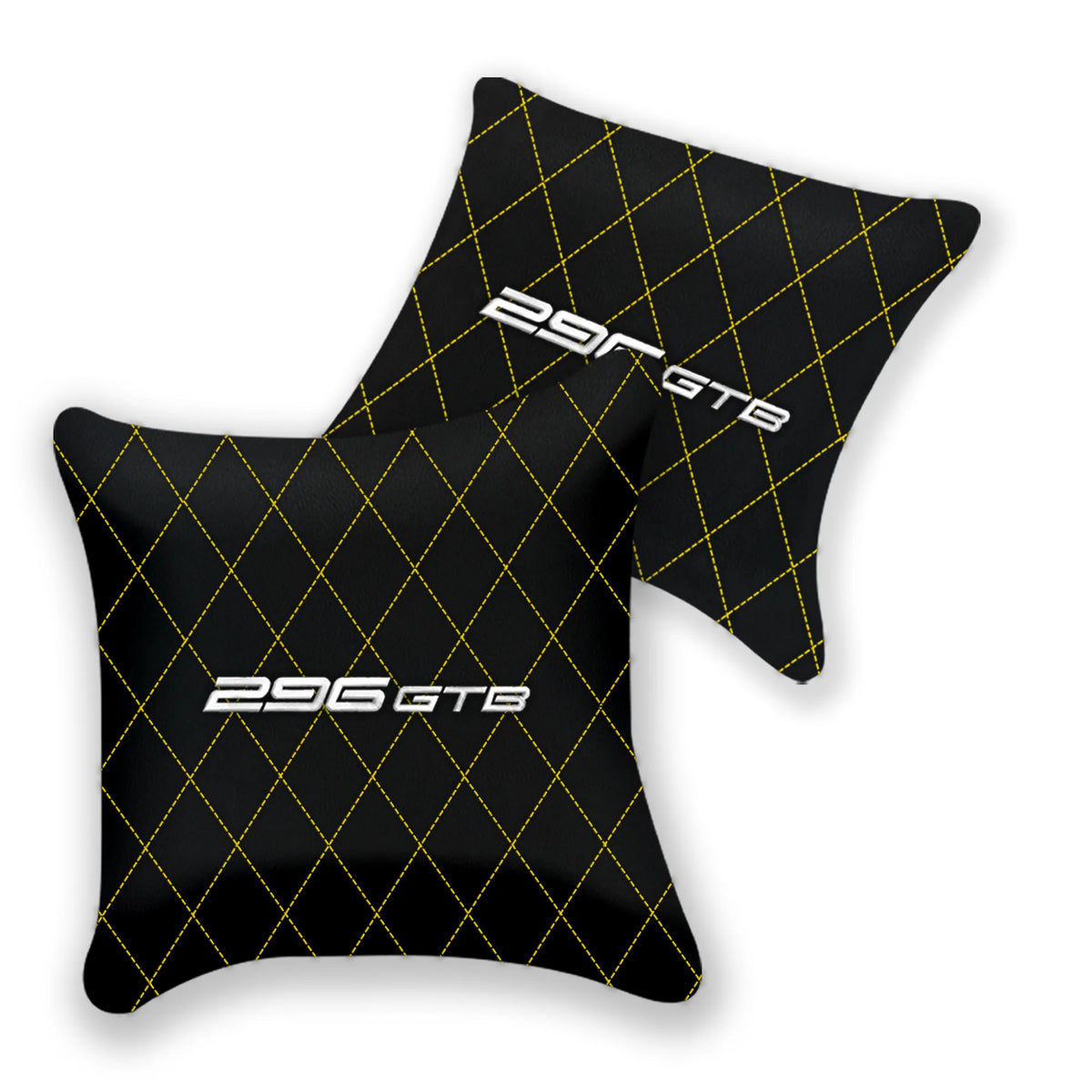 Customizable Black Leather Pillows Set of 2 for Ferrari 296 GTB (2022-2027) - Various Stitching Colors