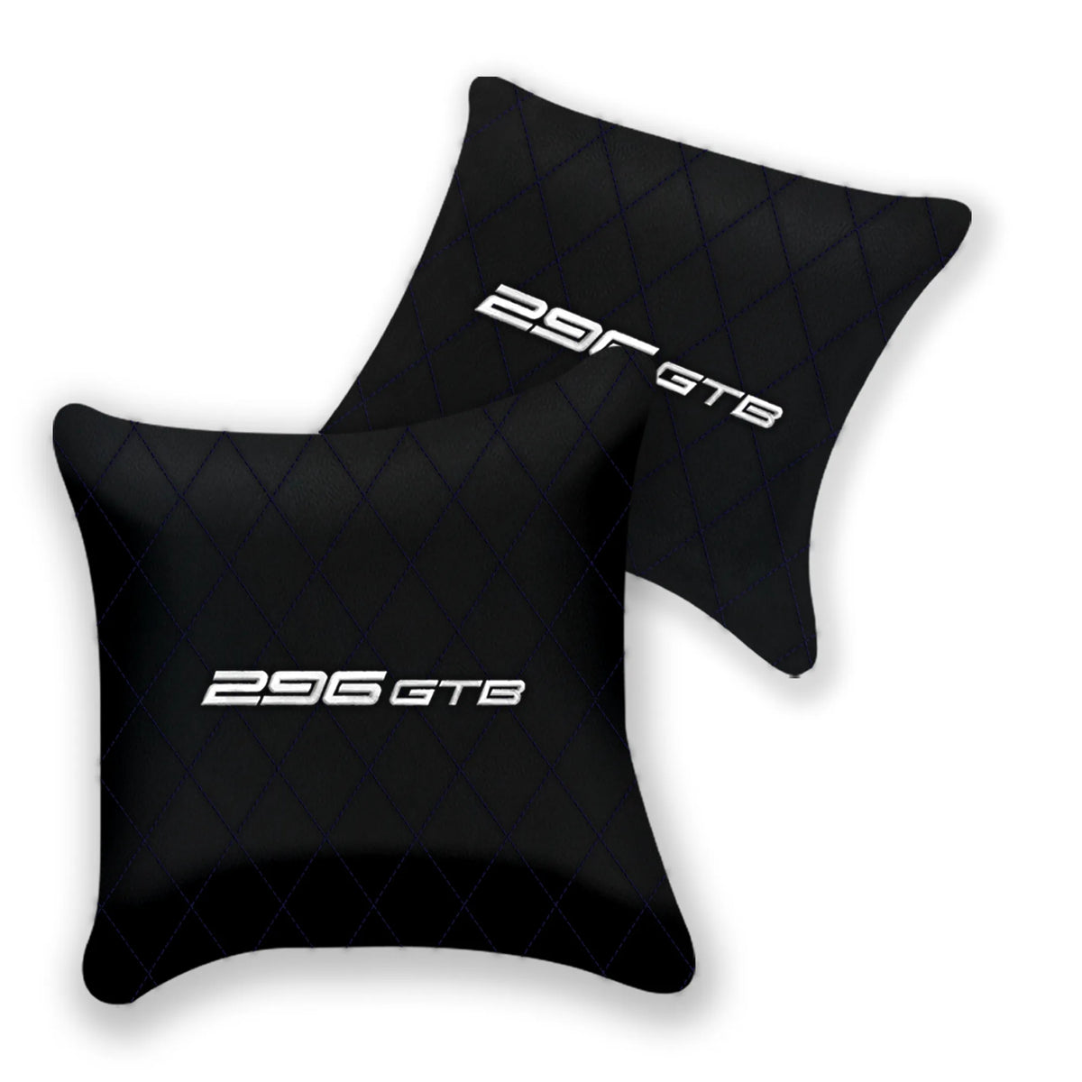 Customizable Black Leather Pillows Set of 2 for Ferrari 296 GTB (2022-2027) - Various Stitching Colors