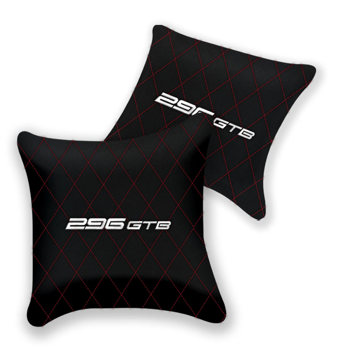 Customizable Black Leather Pillows Set of 2 for Ferrari 296 GTB (2022-2027) - Various Stitching Colors