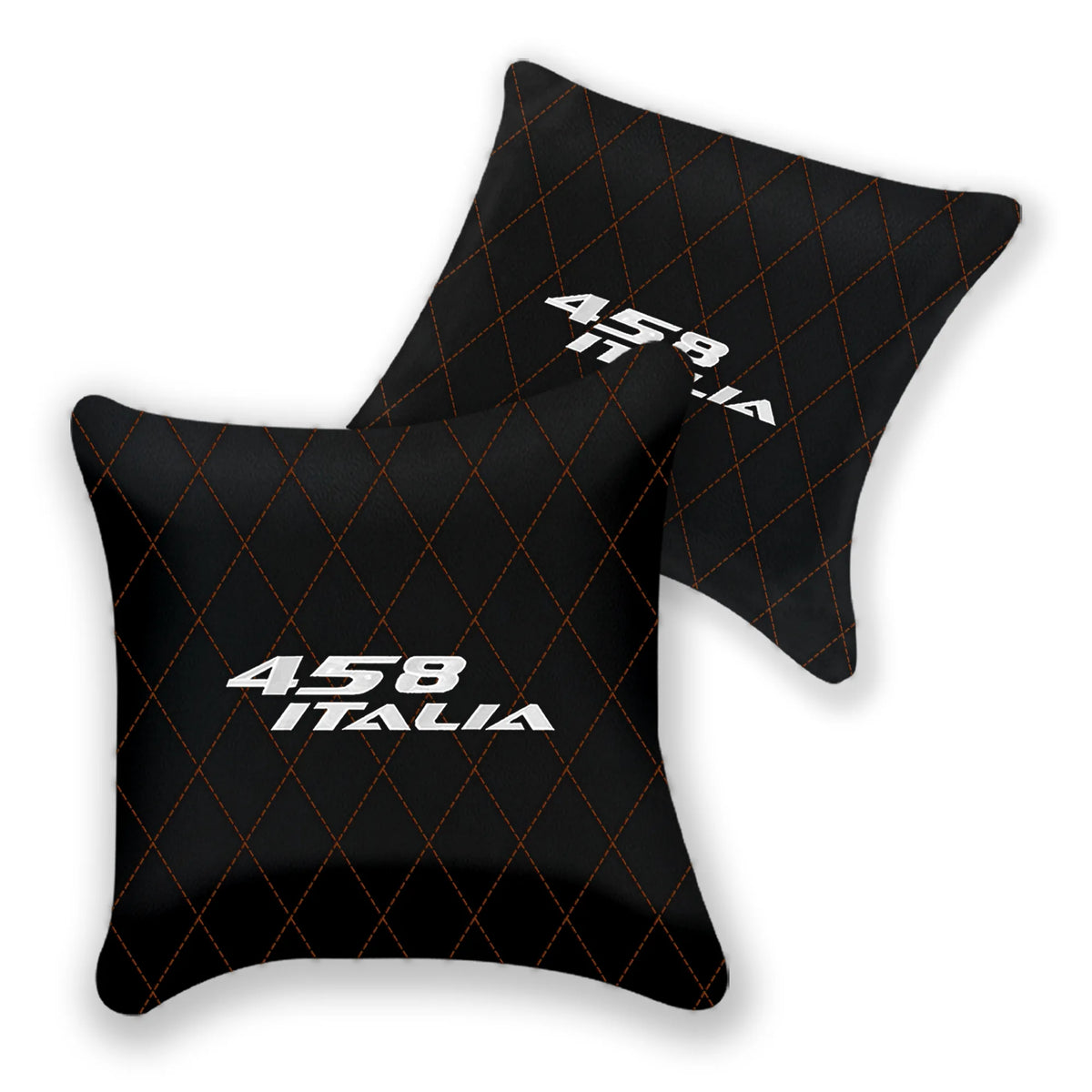 Customizable Black Leather Pillows Set of 2 for Ferrari 458 Italia (2009-2015) - Various Stitching Colors