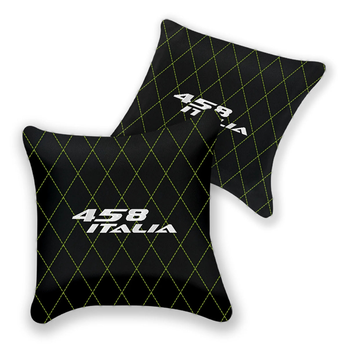 Customizable Black Leather Pillows Set of 2 for Ferrari 458 Italia (2009-2015) - Various Stitching Colors